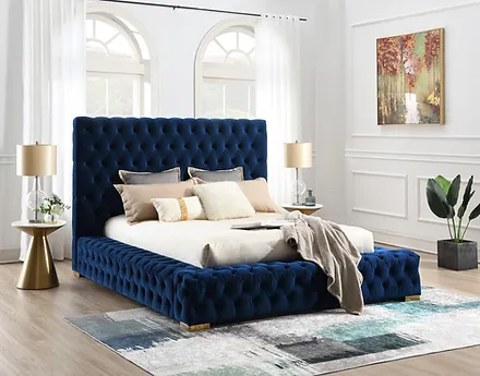Tufted Upholstered in velvet fabric Bed frame, available in king and queen