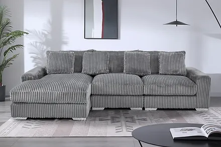 3-Piece Sectional Sofa with Chaise, plus Fabric, Available in Multiple Colors