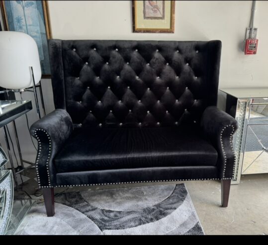 Black Velvet Loveseat Settee