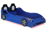 Twin size race car bed with LED lights, available in red, blue or white. Mattress sold separately